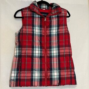 Lands End Women’s Goose Down Feather Vest Plaid Size XS Outdoor